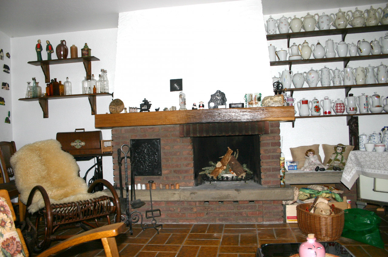 Fireplace room with coffee pot collection